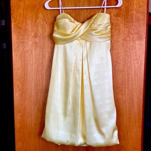 Yellow strapless prom dress